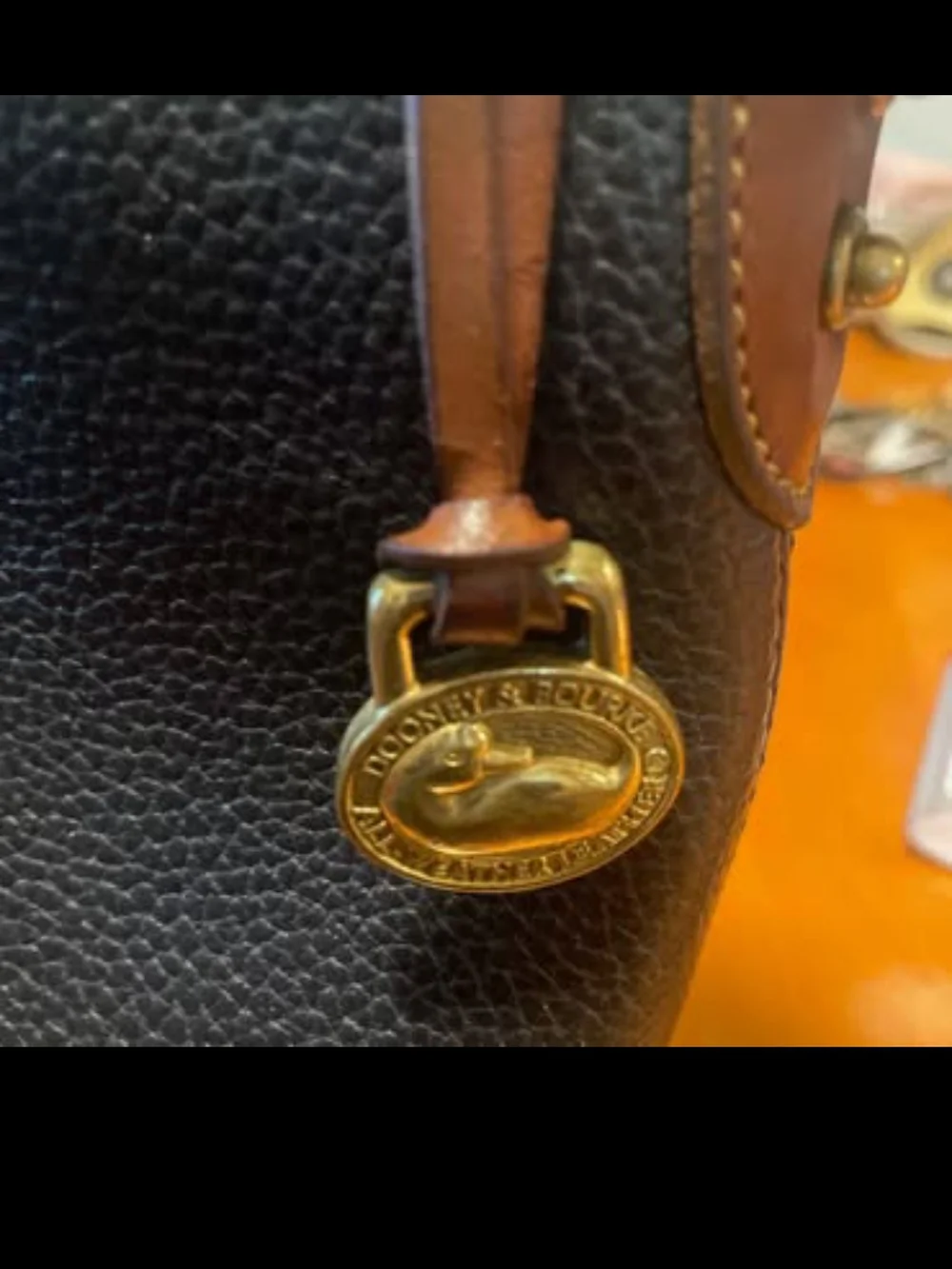 Dooney & Bourke Black Pebble Leather Drawstring Bucket Bag